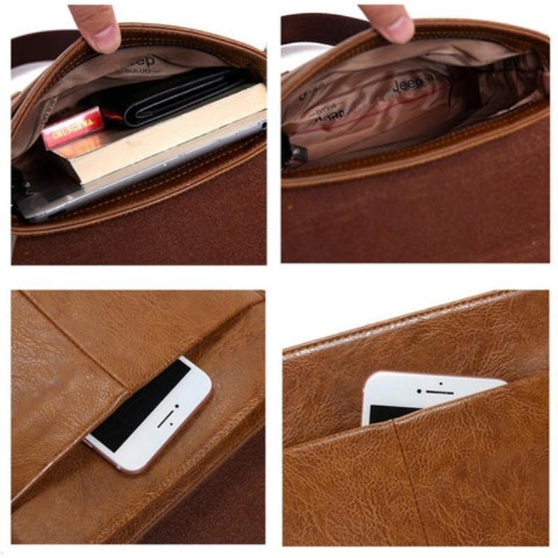 Bolsa Masculina de Couro Jeep Transversal + Carteira de Couro