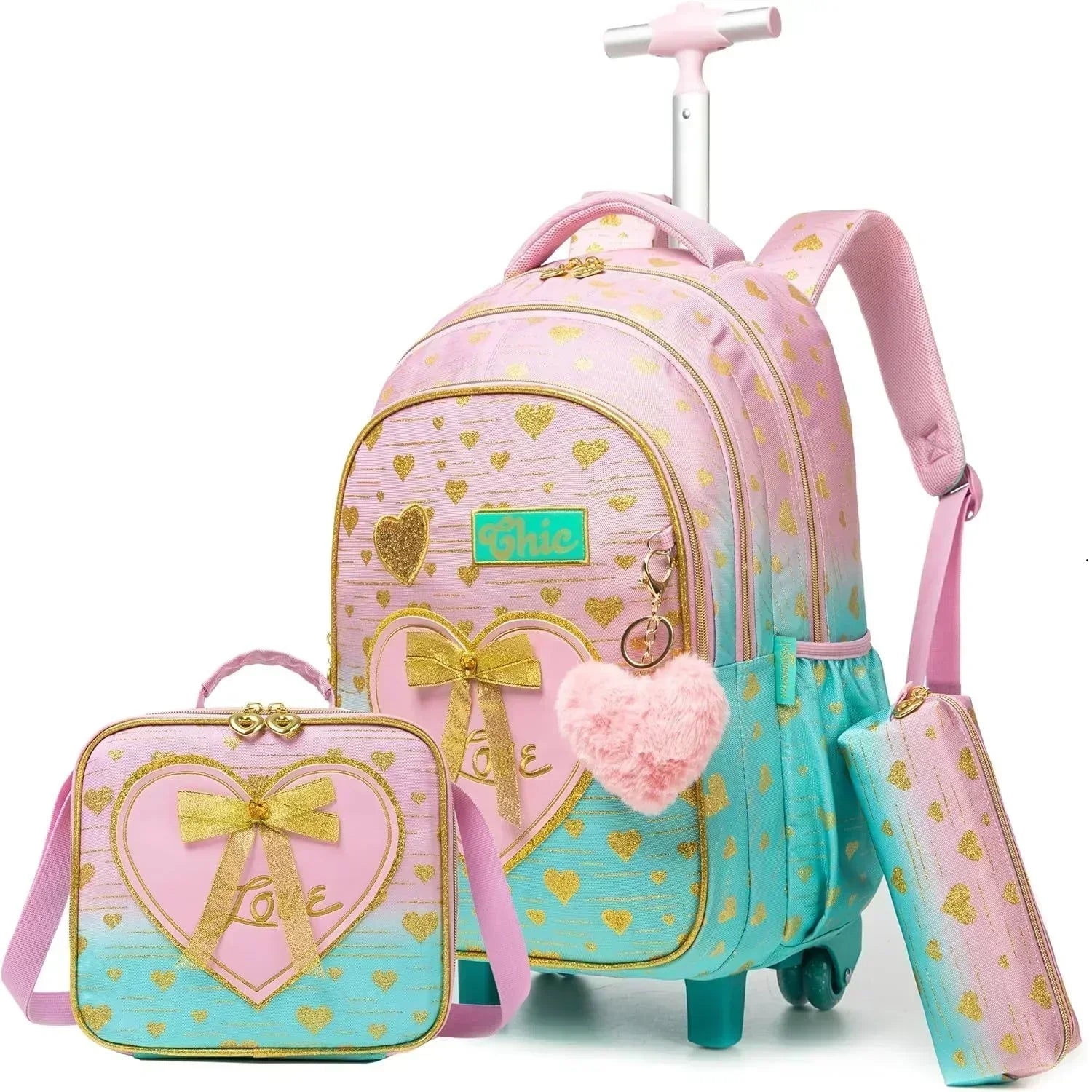 Mochila Escolar 4Feminina Estampa Coração 14
