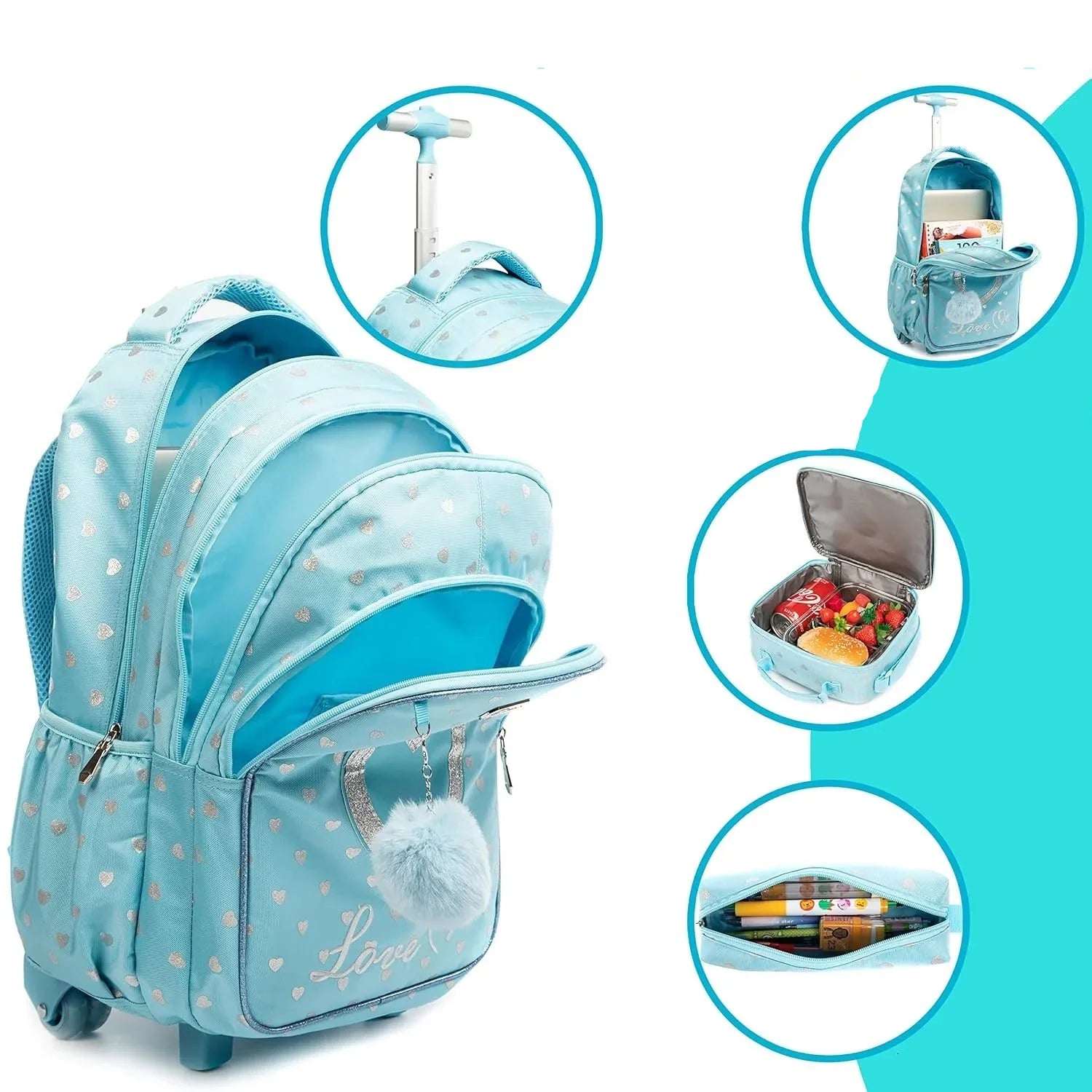 Mochila Escolar Feminina Estampa Coração 3