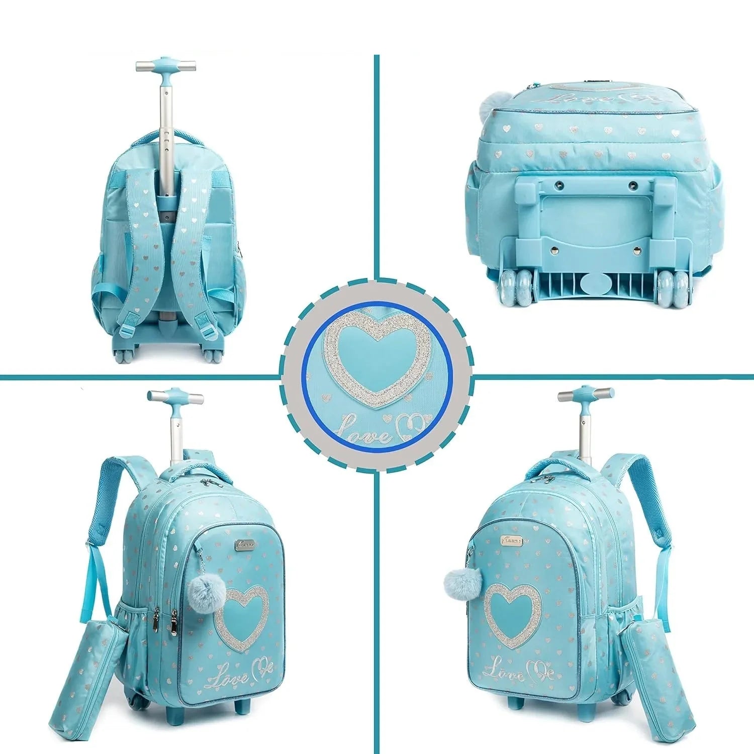 Mochila Escolar Feminina Estampa Coração 5