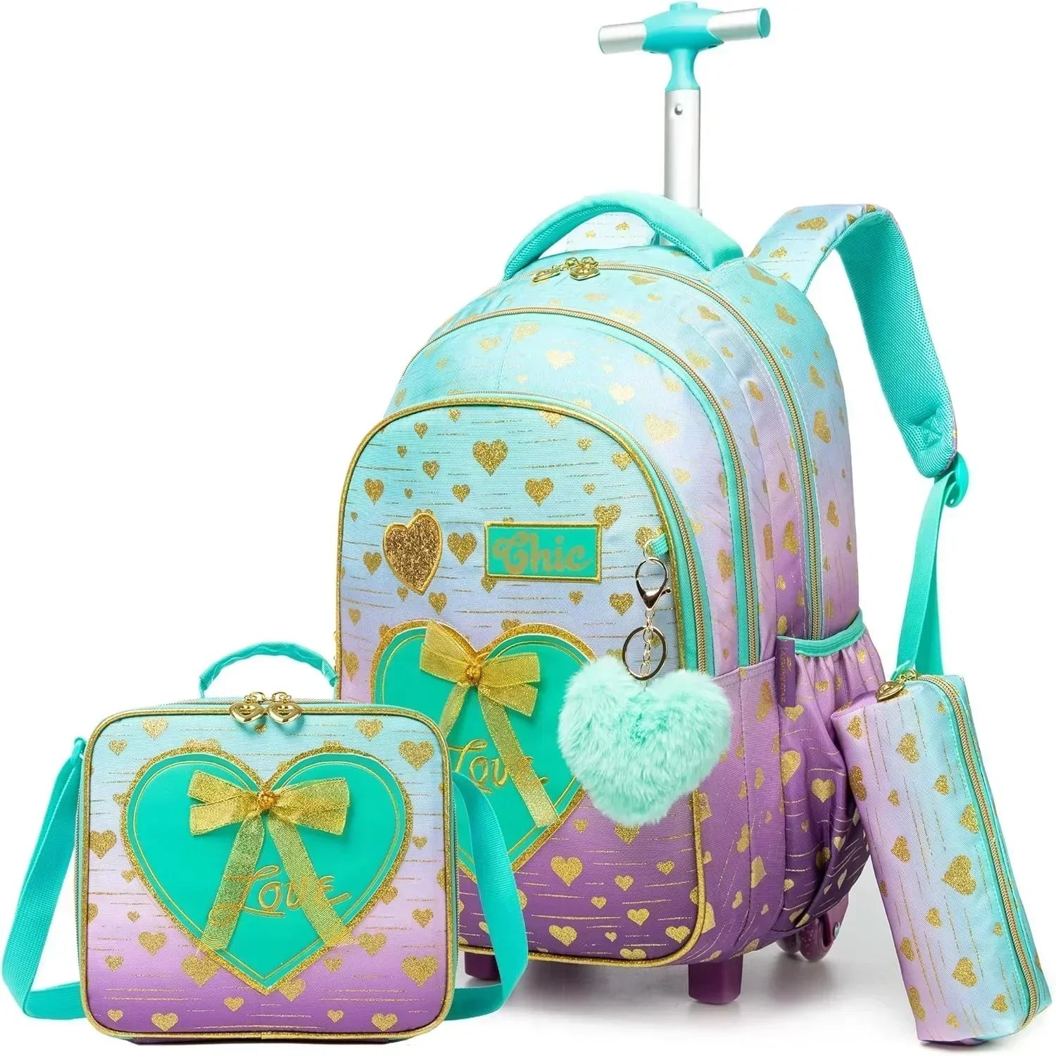 Mochila Escolar Feminina Estampa Coração 8