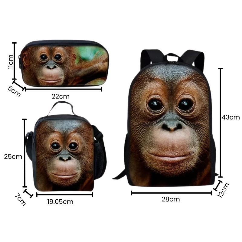 Mochila Escolar Macaco - Mochila, Lancheira e Estojo 5