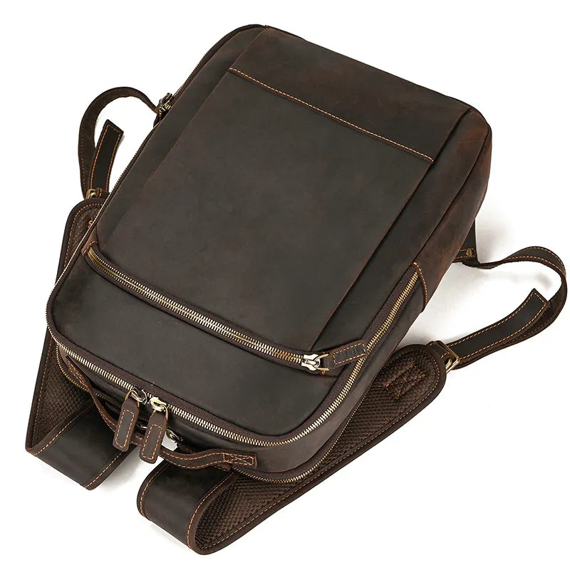 Mochila de Couro Genuíno Notebook 15"