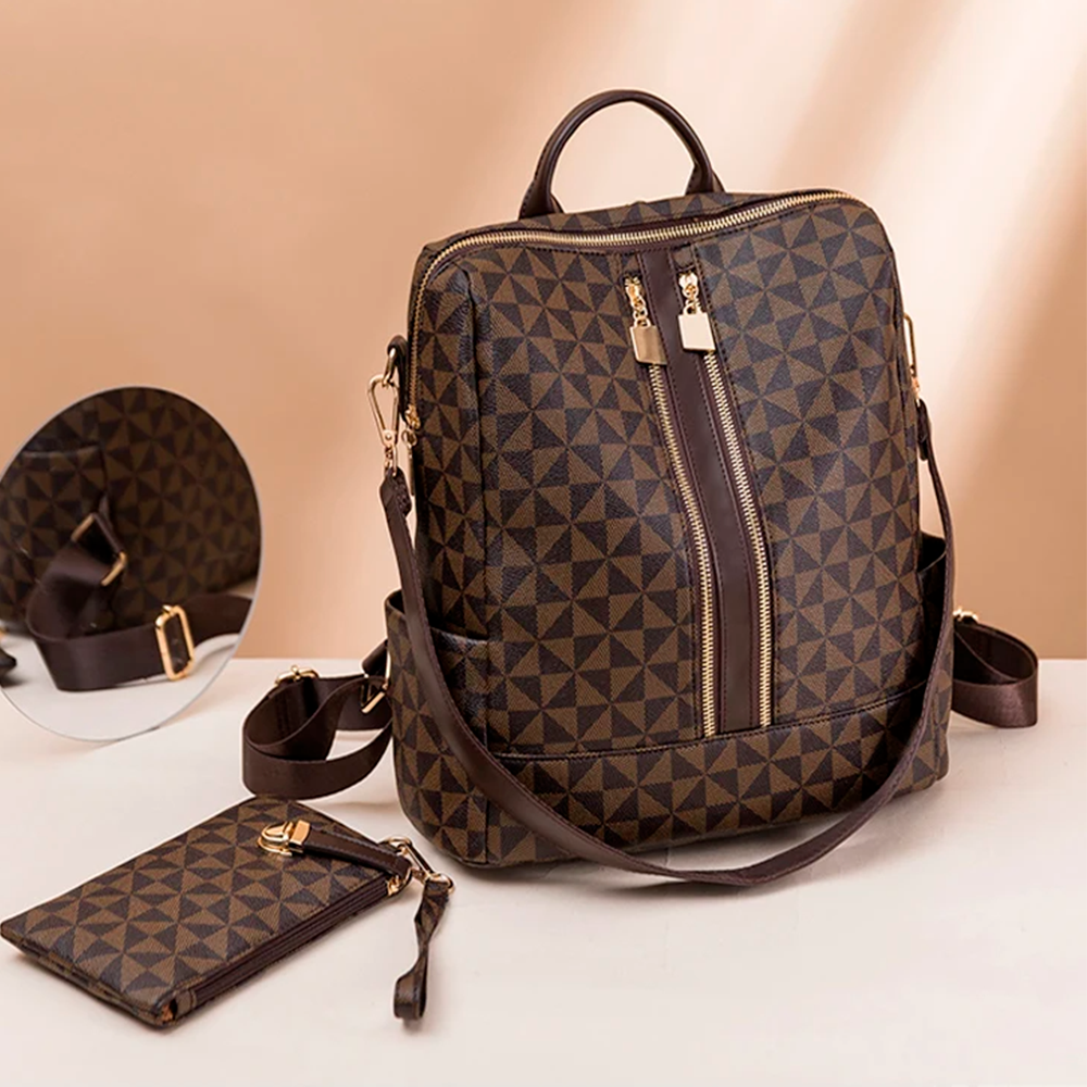 Mochila Feminina de Couro Elegance + Carteira