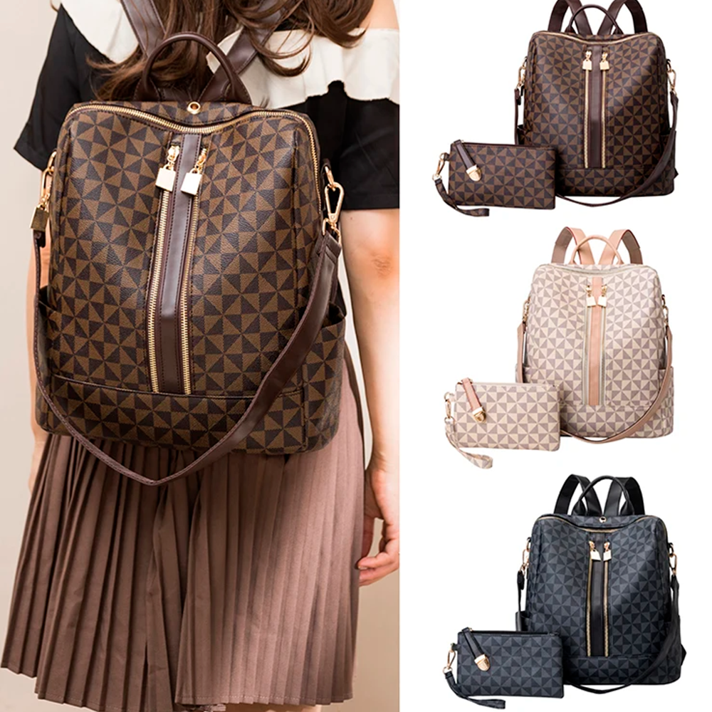 Mochila Feminina de Couro Elegance + Carteira