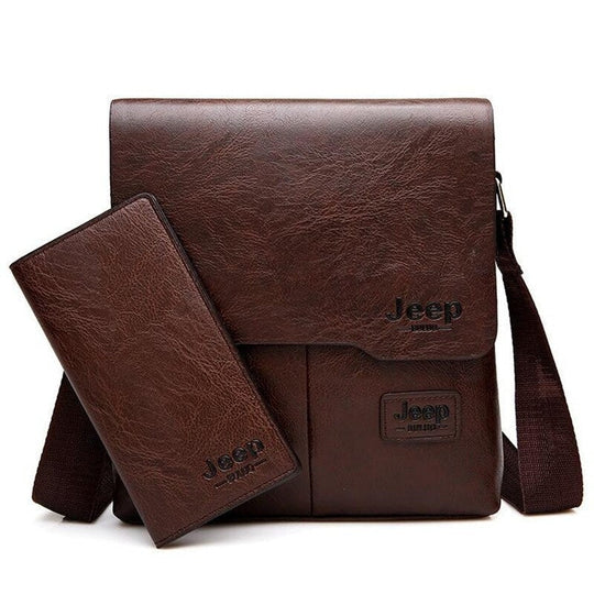 Bolsa Masculina de Couro Jeep Transversal + Carteira de Couro