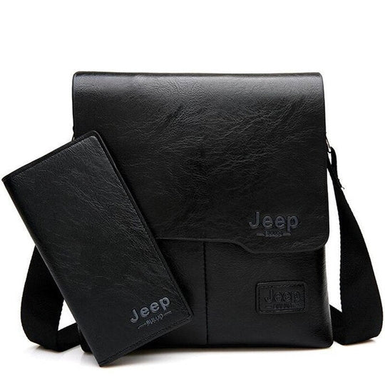Bolsa Masculina de Couro Jeep Transversal + Carteira de Couro