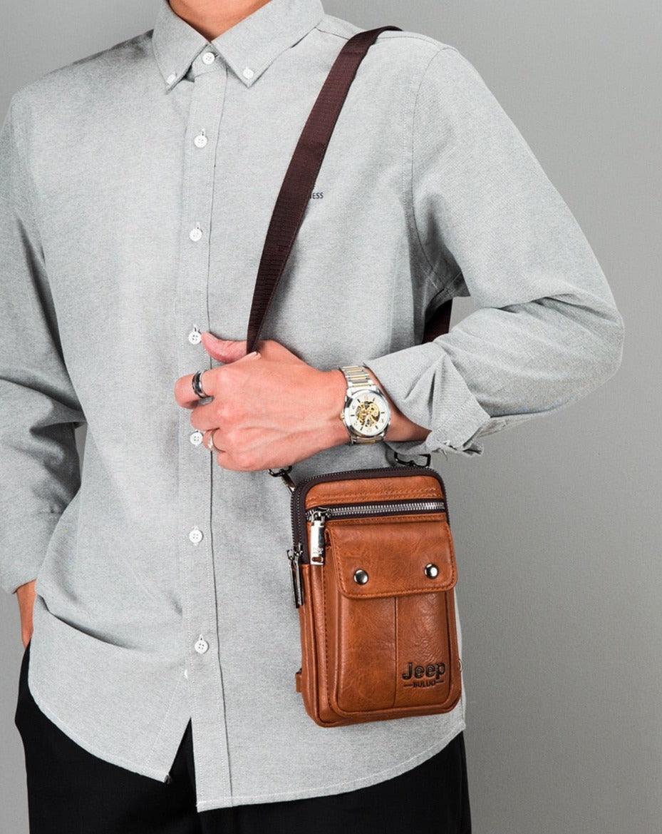Bolsa Transversal Masculina em Couro Italiano