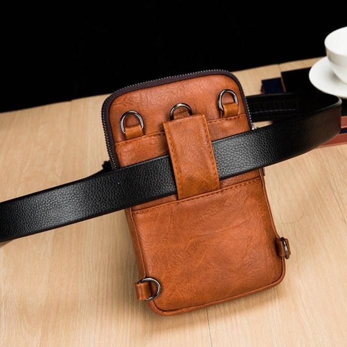 Bolsa Transversal Masculina em Couro Italiano