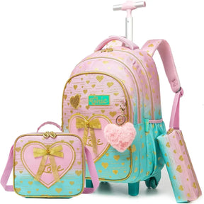Mochila Escolar 4Feminina Estampa Coração 14