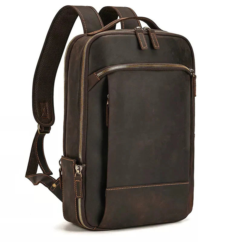 Mochila de Couro Genuíno Notebook 15"
