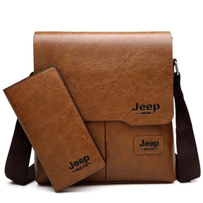 Bolsa Masculina de Couro Jeep Transversal + Carteira de Couro