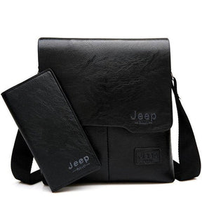 Bolsa Masculina de Couro Jeep Transversal + Carteira de Couro